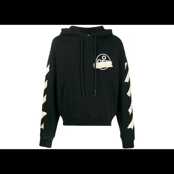 OFF-WHITE Tape Diag Arrows Hoodie Black/Beige - Picture 4 of 8